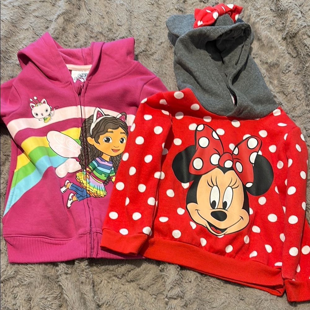 Disney Red Polka Dot Minnie Mouse Hoodie and Gabby’s Dollhouse zip up